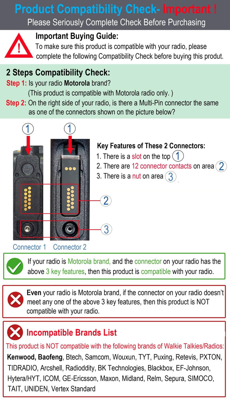 commountain Speaker Mic Compatible for Motorola Radios APX-6000 XPR-7550e APX-8000 (7000 4000) XPR-7350e (7580e 7380e 7550 7350) APX6000 APX7000 APX8000 XPR7550 XPR7550e, Shoulder Microphone Black