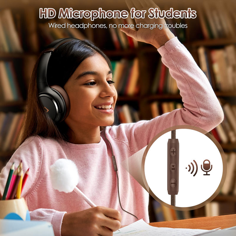 [AUSTRALIA] - USB C Headphones Wired Headphones Over Ear with HD Mic, Foldable Active Noise-Canceling Headphone for iPad/Sports/School/Travel/iPhone 17/16/15, Samsung S25/S24, Google Pixel 9,Ideal Gifts-Brown Brown 