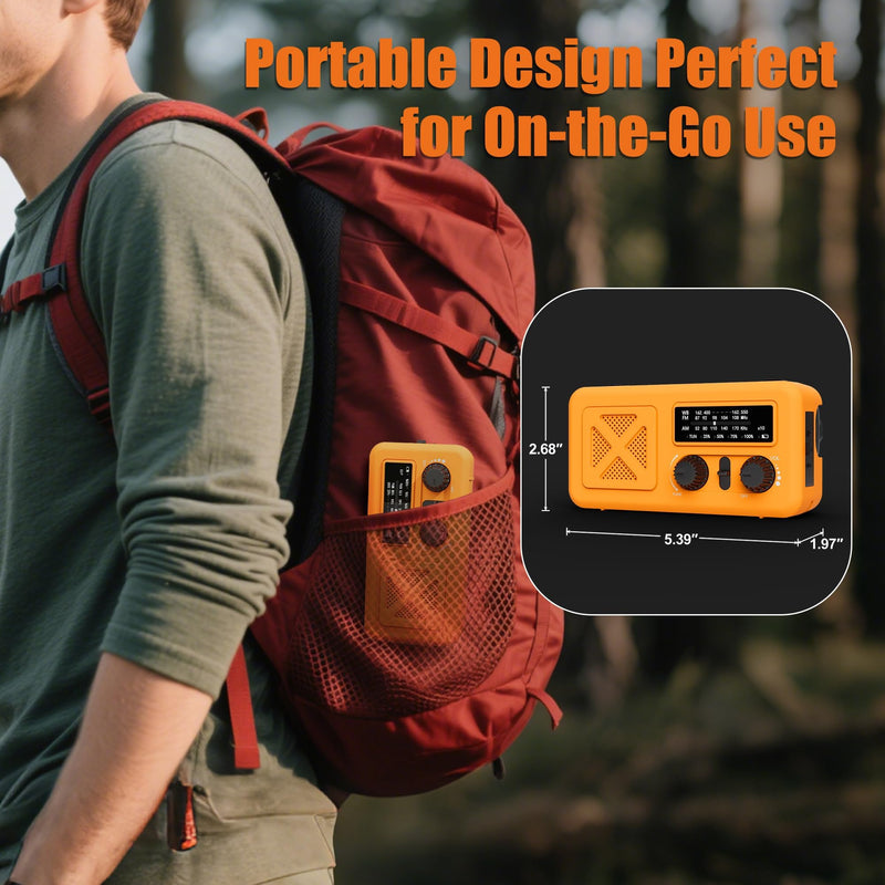 [AUSTRALIA] - Emergency Radio Hand Crank Solar, 5000mAh/18500mWh Emergency Weather Radio, Solar Crank Radios with NOAA/AM/FM, Thermal Blanket, Paracord Bracele, for Outdoor & Home Orange 5000mAh Emergency Kit 