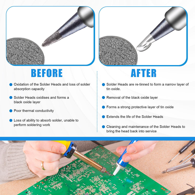 3 cans of soldering tip cleaner, soldering tips reactivator, reactivation oxidised soldering tips, used for maintenance and repair of the soldering tip (net weight: 16 g can)
