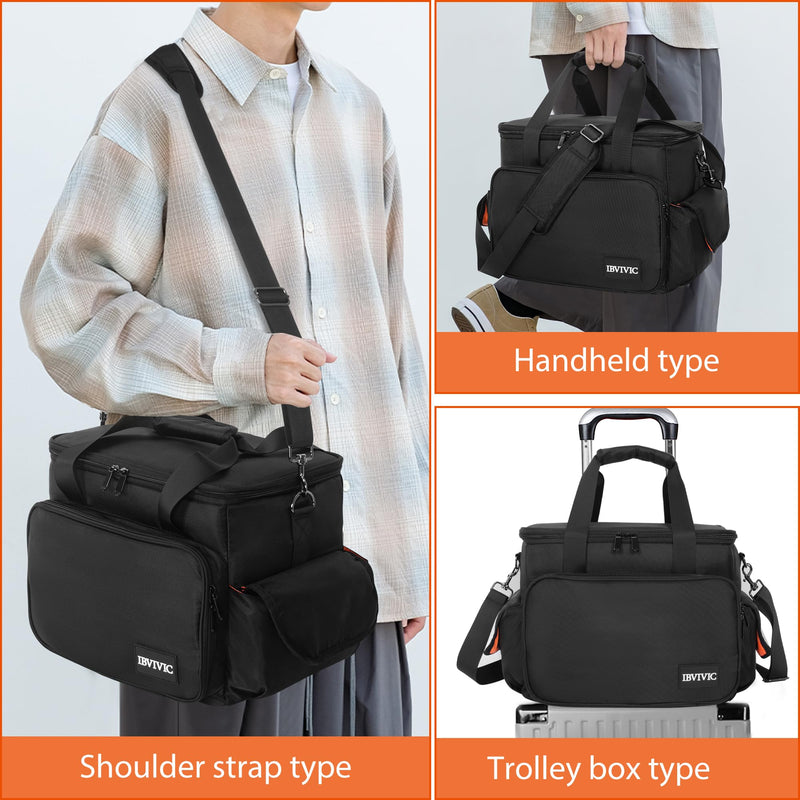 DJ Cable File Bag with 6 Detachable Dividers Gig Cable Bag for Cords,DJ Gear,Sound Instrument and Accessories 12"x8"x8" Black Orange 12Lx 8Wx 8H inch
