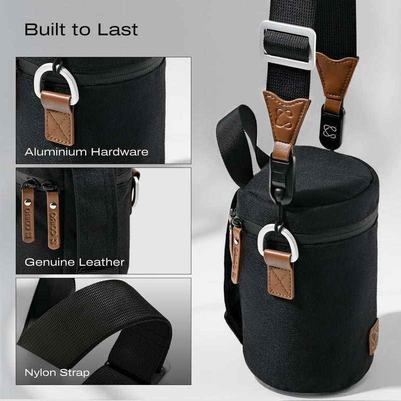 Premium Camera Lens Case with Quick Release Strap, Water Resistant Protective Lens Pouch for DSLR Camera, 2 Size L and M, Compatible for Canon, Nikon, Sony, Pentax, Olympus