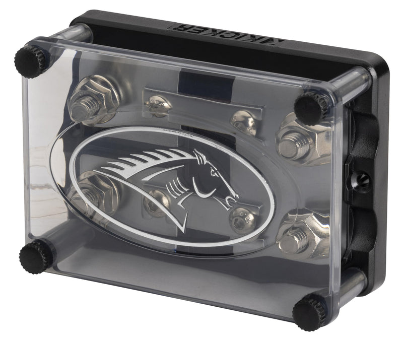 Kicker 50HPFD2 Warhorse 2-Output Fused Distribution Block | Dual amp power feeds, built-in circuit protection, clean amplifier wiring