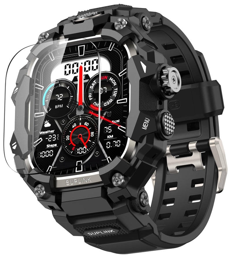 SUPLINK Rugged Case with Sport Band for 49mm Apple Watch Ultra 3 2 1 Bands Titanium and Stainless Steel Apple Watch Band for Men Grey