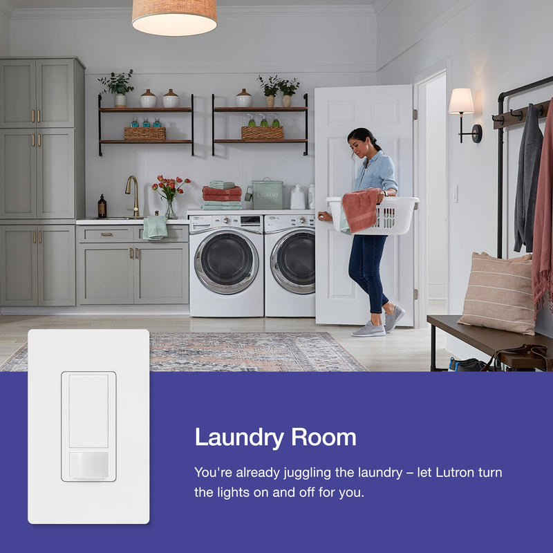 [AUSTRALIA] - Lutron Maestro Motion Sensor Light Switch Indoor for Bathroom, Garage, Laundry Room, Any Bulbs, Occupancy Vacancy Sensor, Single-Pole, MS-OPS2H-2-WH, White (2 Pack) 2 Pack 2-Amp Single Pole Switch 