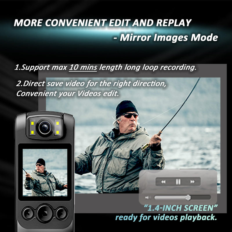 [AUSTRALIA] - Body Camera with Audio & Video Recording- 64GB 1080P HD Police Cop Cam for Outdoor Law Enforcement Guard Travel Hike Cameras- With 1.4 in-Screen Magnetic Lanyard Flashlight 6HR Battery Life Recorder 