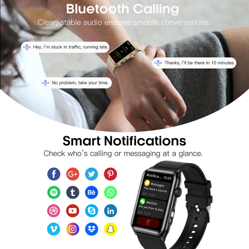 Yowow BIT Smart Watch with 24/7 Heart Rate, Blood Pressure, Sleep Tracking, Blood Oxygen Monitor, Fitness Tracker (Answer/Make Calls), 1.57'' HD Touch Screen, IP67 Waterproof, Fitness Tracker (Pink) Pink