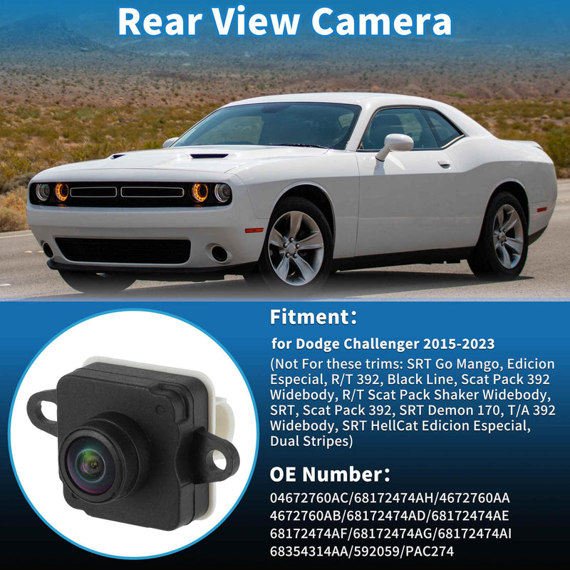 Rear View Camera for Dodge Challenger 2015-2023 Park Assist Backup Reverse Camera Replace No.04672760AC/68172474AH/4672760AA/68172474AD/68172474AE