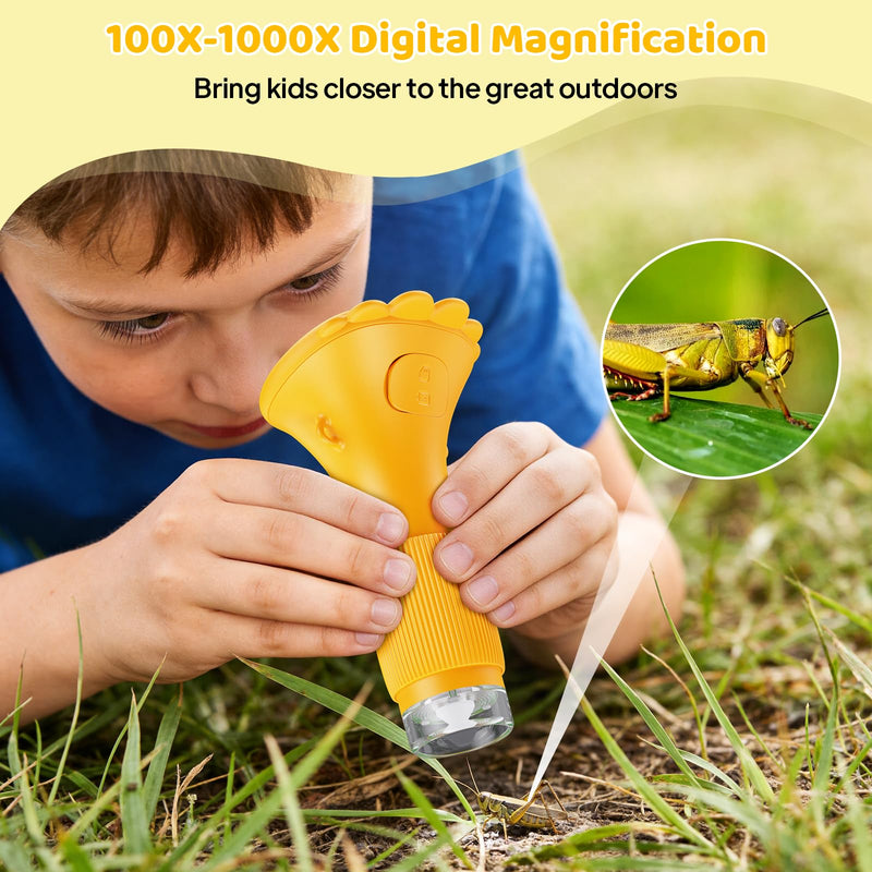 Kids Microscope - Ashfly 1000X Portable Microscope for Kids, Photo & Video Miniscope Pocket Microscope Gifts, 2'' Digital Screen 2026 for Boys Girls Age 3-12 Orange