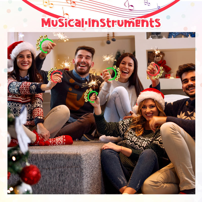 Hiboom 24 Pcs Christmas Hand Bells Jingle Bells Hand Held Noise Makers Party Favors Rhythm Musical Instruments for Adults Holiday Decoration