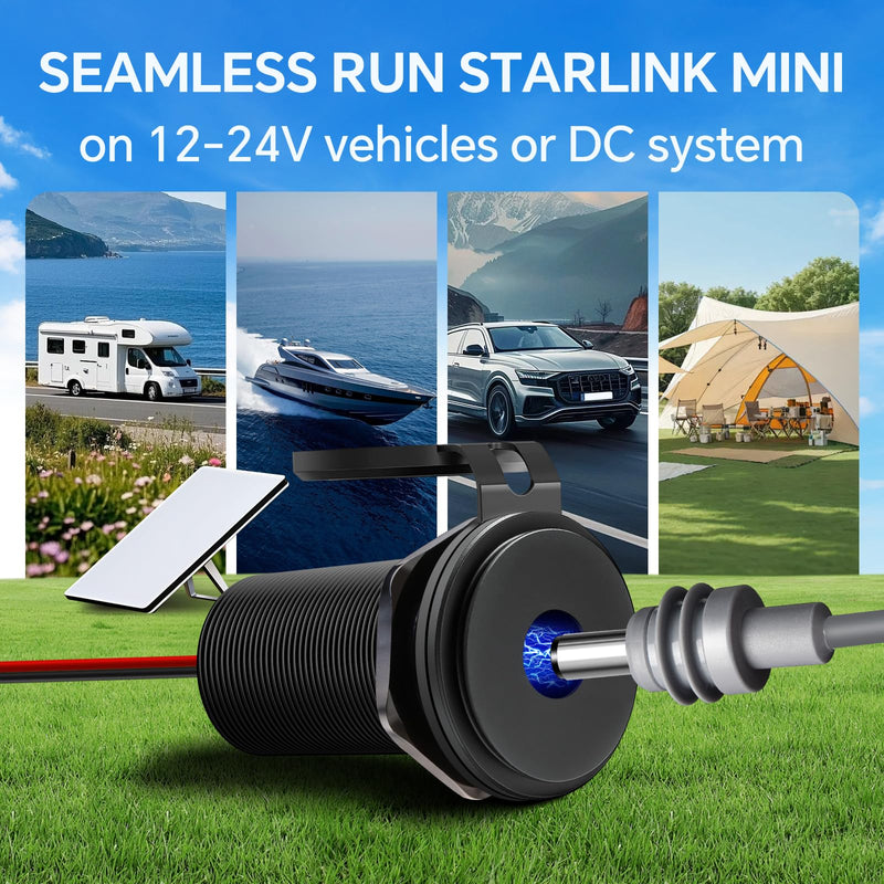 [AUSTRALIA] - for Starlink Mini 12V Power Adapter Recessed Mount, DC 12V to 30V Step Up Converter Waterproof & Aluminum, Power Supply Starlink Mini Accessories for RV, Boat, Camper, Off-Grid Use 