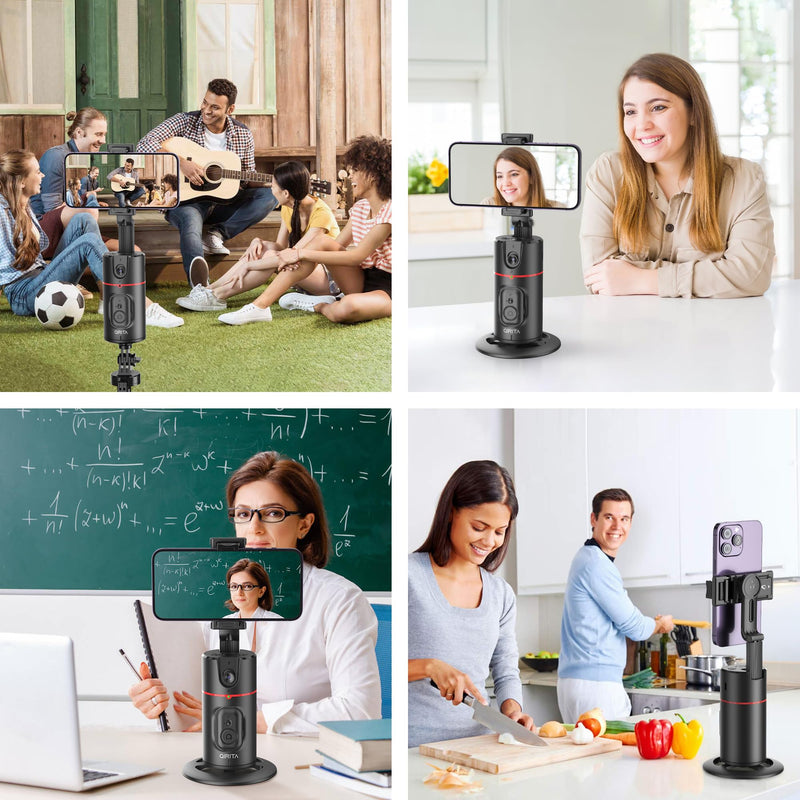Auto Face Tracking Phone Holder, Magnetic Face Tracking Tripod 360 Rotation with Stand & Remote, Face Body Phone Tracking Tripod, No App, Smart Shooting Camera Mount for Live Video Recording Tiktok