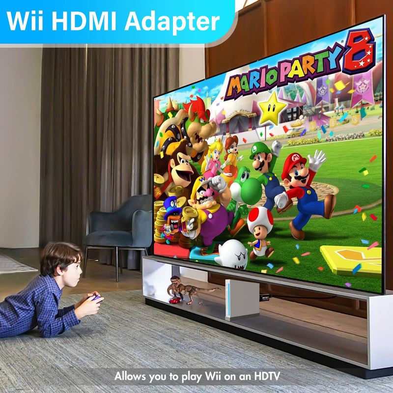 [AUSTRALIA] - PORTHOLIC 4 in 1 Wii Replacement Cables Set, Wii AC Power Adapter + Wii to hdmi Converter+ Wired Motion Sensor Bar and Composite Audio Video Cable for Nintendo Wii Black 