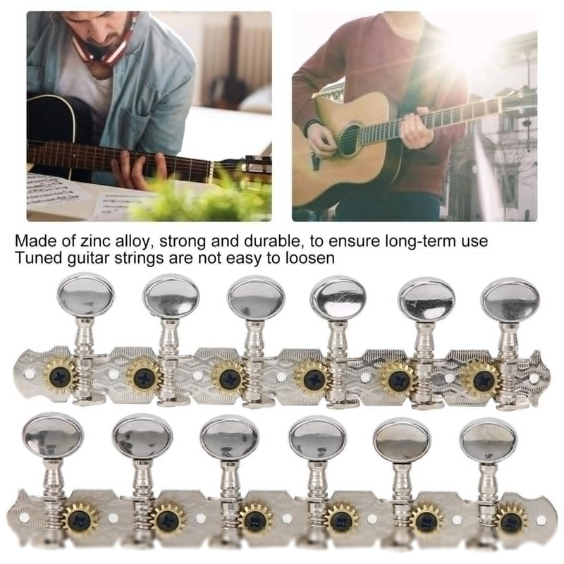 Vintage Guitar String Tuning Peg Tuner Machine Head 6L 6R Tuning Keys for Electric, Classical, Folk or Acoustic Guitars String Tuners Replacement Set