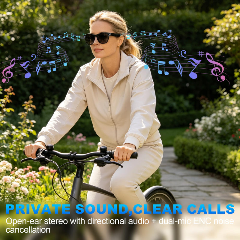 AI Smart Glasses with Camera, 4K Video Recording & Photo Capture Sunglasses | Real-Time Translation, Open-Ear Bluetooth Audio, AI Voice Assistant, Object Recognition, Replaceable Lenses for Men & Women