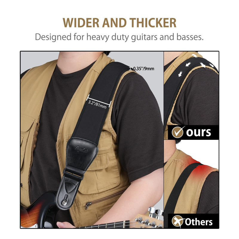 Guitar Strap for Electric Guitar & Bass, Wide Bass Strap Padded Guitar Straps with Adjustable Length 44-54 inches,Pick Holder,Strap Locks & Picks