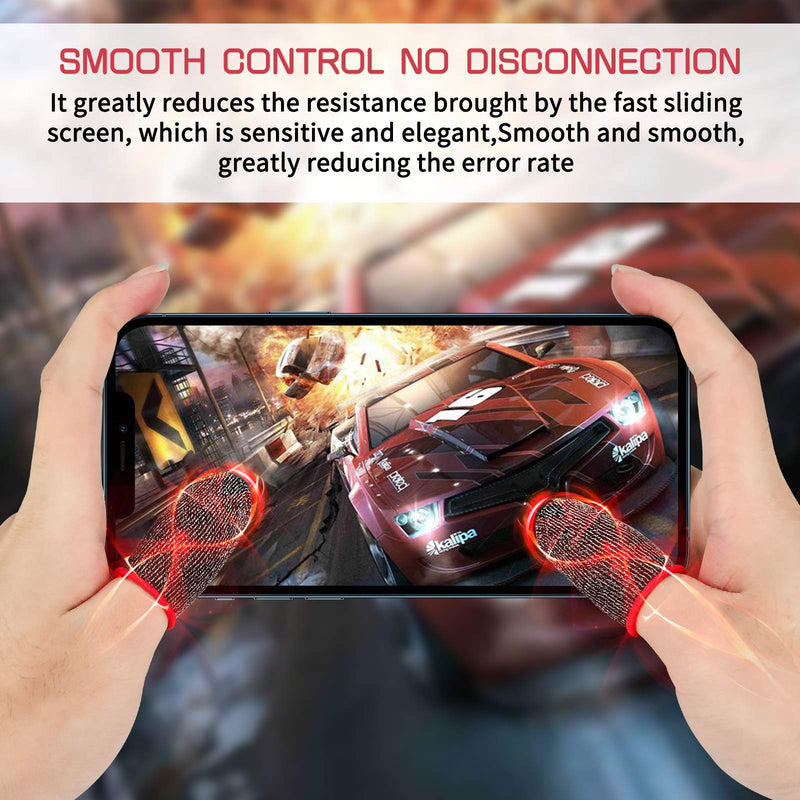 Finger Sleeve Sets for Gaming Mobile Game Controller Thumb Sleeves [20 Pack], Anti-Sweat Breathable Touchscreen Sensitive Aim Joysticks Finger Set for Rules of Survival/Knives Out (Red) 20 Pack - Red