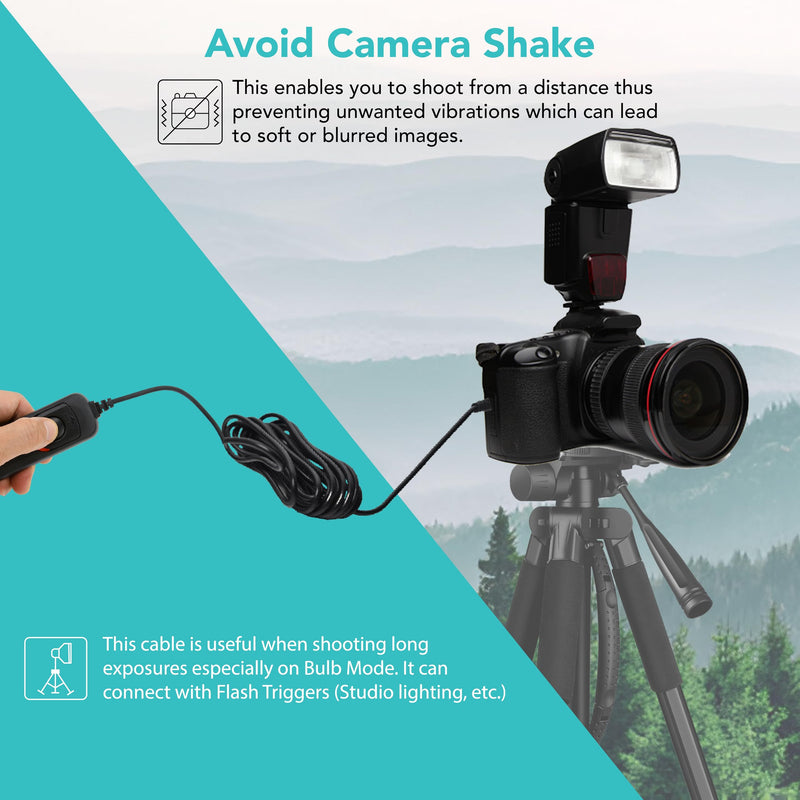 [AUSTRALIA] - Foto&Tech RS-60E3 Wired Remote Shutter Release Compatible w EOS R6 Mark III R7 T8i T7i T6i T6S T5 T5i T4i T3i T3 XT XTi SL3 SL2 RP R M 77D 80D 70D 60D 700D 650D 600D 550D 500D R8 