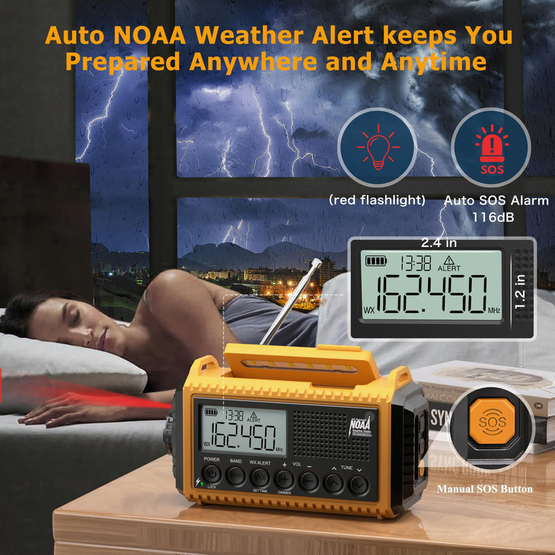 Emergency Weather Radio Hand Crank Solar Battery Operated Portable AM/FM Shortwave Radio & Portable FM Bluetooth Radio