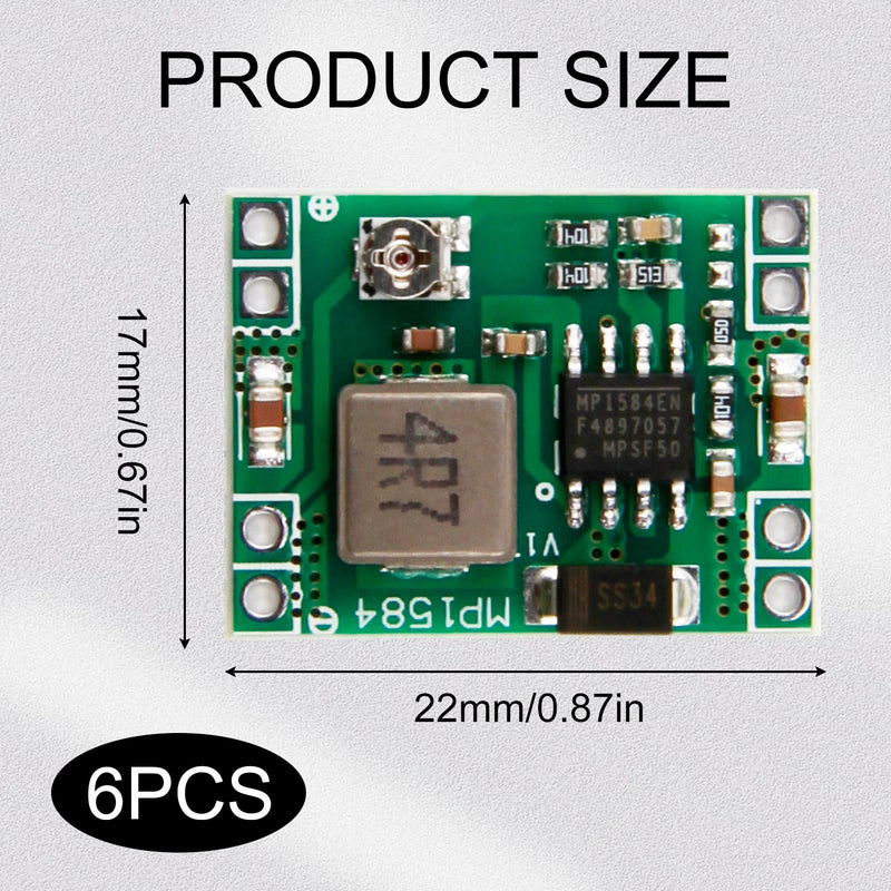 Pack of 6 Step Down Buck Converter, Adjustable Voltage Regulator from 4.5-28 V to 0.8-20 V, Step Down Converter, DC-DC 3A Power Downward Adjustable Module Buck Converter 24 V to 12 V 9 V 5 V