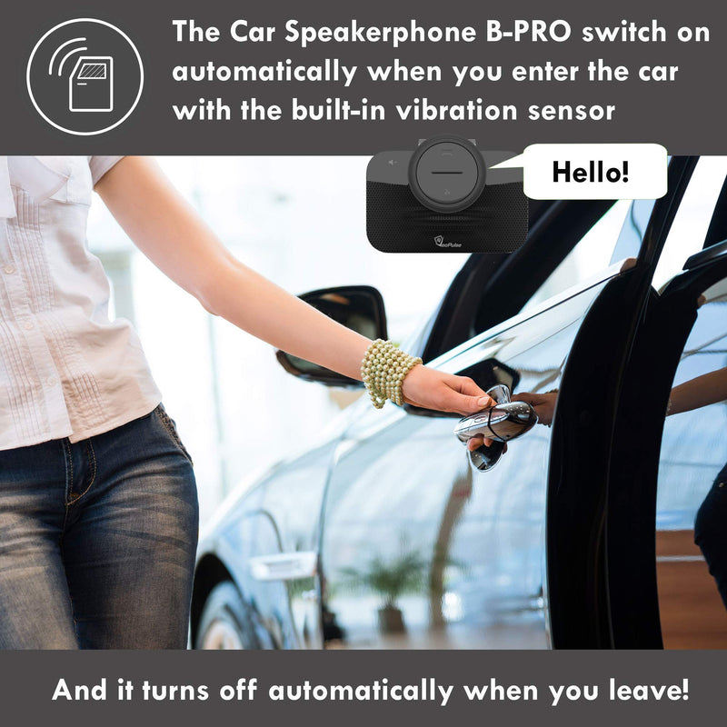 Car Speakerphone B-PRO 2 Hands-Free kit, 6W Hi-Fi Speakers, with Bluetooth Automatic multipoint Cellphone Connection