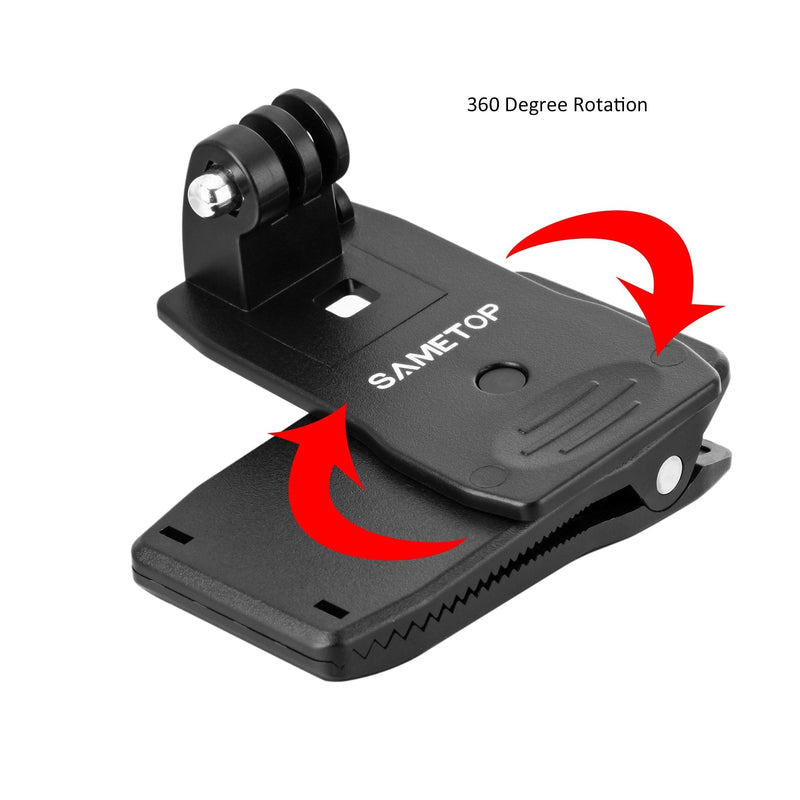 Sametop Backpack Strap Mount Quick Clip Mount Compatible with Gopro Hero 12, 11, 10, 9, 8, 7, 6, 5, 4, Session, 3+, 3, 2, 1, Hero (2018), Fusion, Max, DJI Osmo, Xiaomi Yi Action Cameras
