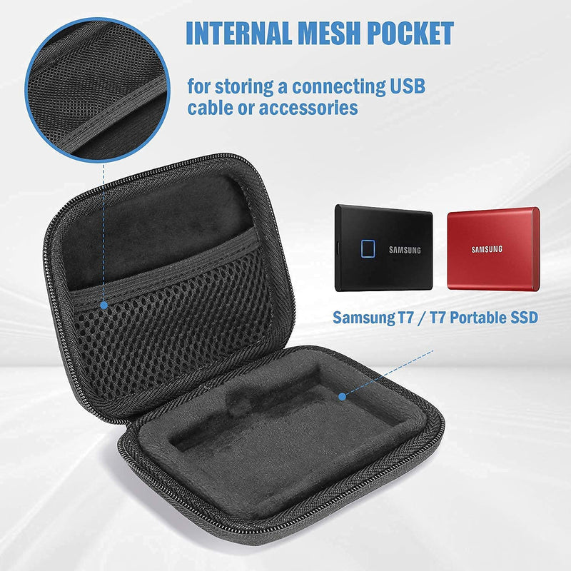 ProCase Portable Hard Drive Case Bundle with ProCase Samsung T7/ T7 Touch Portable SSD Hard Carrying Case and 2 Cable Ties