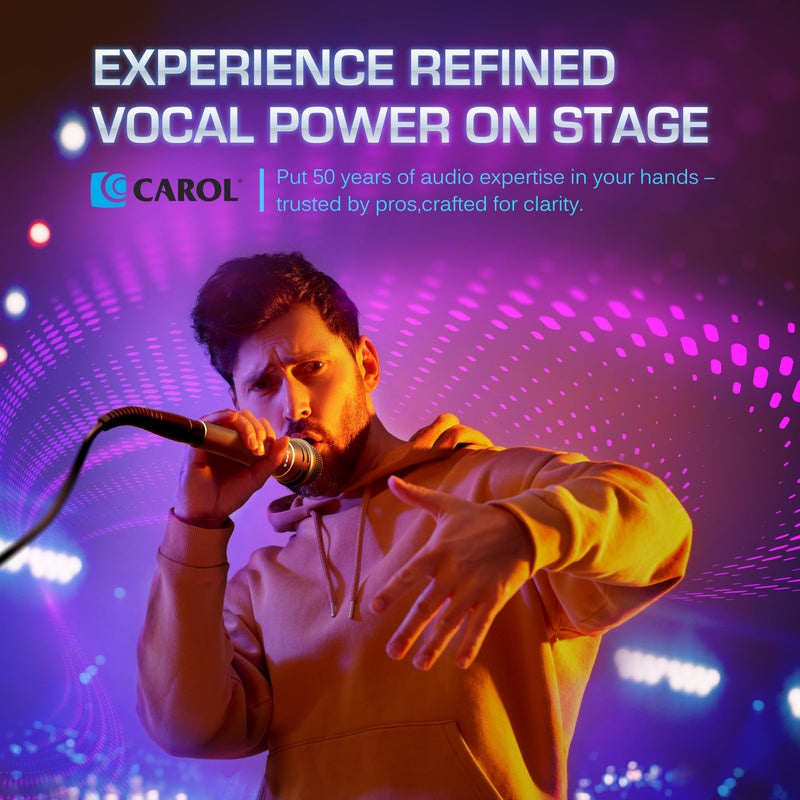 CAROL Sigma-plus2 XLR Wired Vocal Microphone – Dynamic Supercardioid Mic with Dual Shock Mount Tech for Singing, Rock & Metal Band Performances, Includes Mic Clip, 14.8ft XLR Cable & On/Off Switch Σ-plus 2