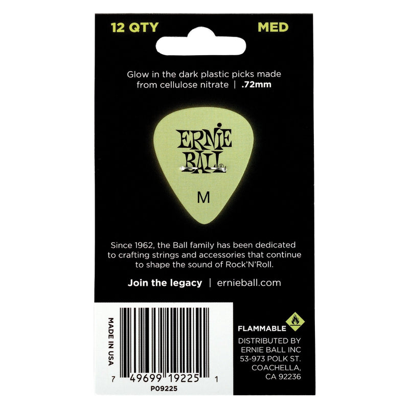 Ernie Ball Guitar Picks, Medium, Super Glow, 12-pack (P09225)