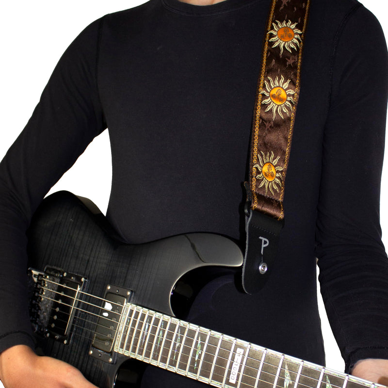 [AUSTRALIA] - Perri's Leathers Ltd. Adjustable Leather Guitar Straps - Stylish, Comfortable Straps for Electric, Acoustic, and Bass Guitars Brown Sun 