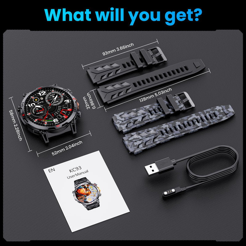 Military Smart Watches for Men with GPS/Compass,GPT Voice Assistant,1.56" AMOLED Screen,Smart Watch for Android and iPhone(Answer/Make Calls), Heart Rate/Sleep,Fitness Tracker Multiple Sports Modes Black