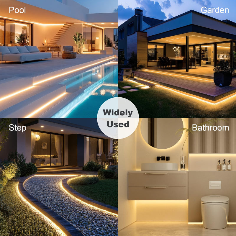 [AUSTRALIA] - 20ft COB Outdoor LED Strip IP67 Waterproof, 6500K Cold Whit DC24V Flexible LED Rope Strips with Remote & App Control Dimmable, DIY Lighting for Indoor, Outdoor, Bedroom, Garden, Patio 20FT COB 3000K 