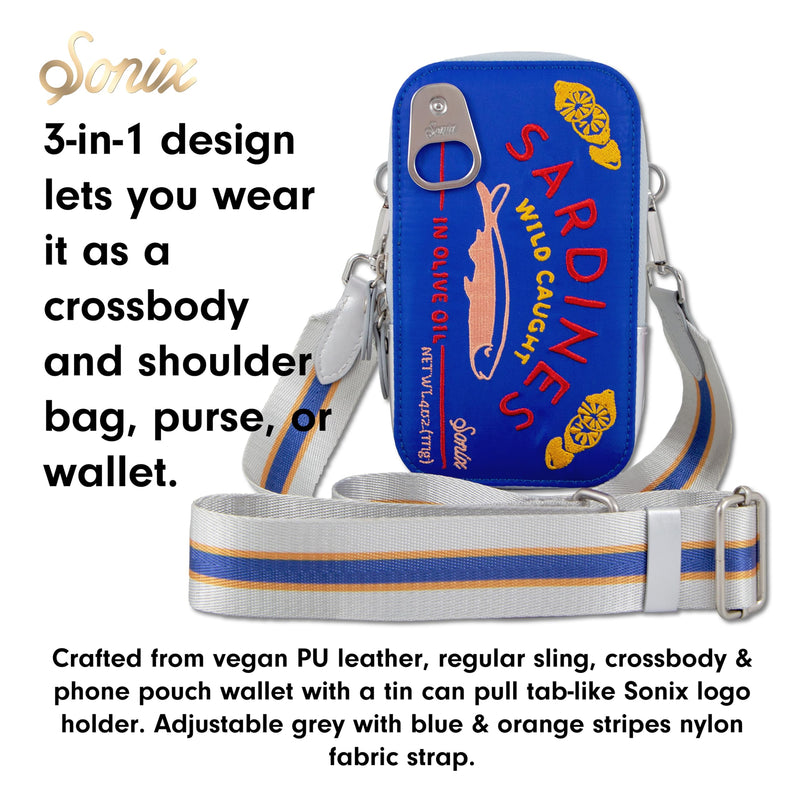 Sonix Universal Phone Pouch | Crossbody Bag for Cell Phone, 3-in-1 Smartphone Purse Wallet | Sardines - Blue