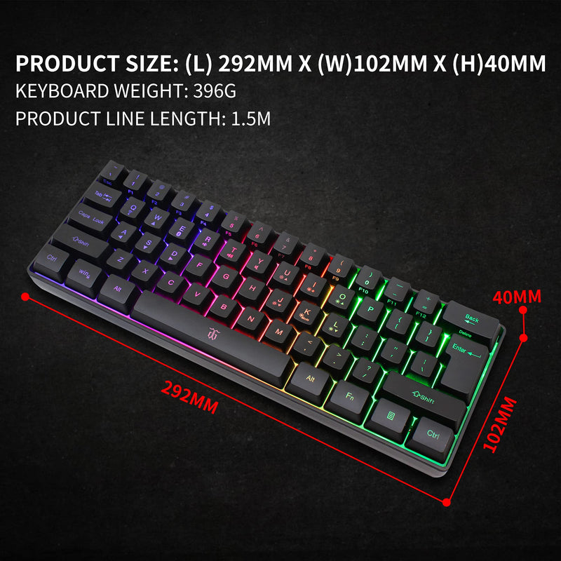 Snpurdiri 60% Wireless Gaming Keyboard,2200mAh Mini 61 Keys Mechanical Feeling Keyboard with Bluetooth 5.1&2.4G Wireless Dual Modes,Support Charging,Suitable for PC/Tablet/Smartphone Gamer,Black Black