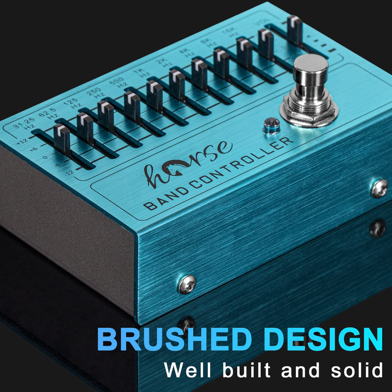 10 Band EQ Pedal, Equalizer (31.25Hz-16kHz) with ±12dB Gain/Attenuation for Each Band for Electric Guitar Bass Including 4-string 5-string 6-string 7-string Guitars