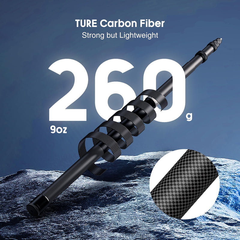 118"/3.0m Invisible Selfie Stick Carbon Fiber, 9.8ft Extended Super Long Pole Compatible with Insta360 X4 X3 ONE X2, ONE R, ONE X, ONE GO 3S 3 2 Action 360 Camera (17 to 118")