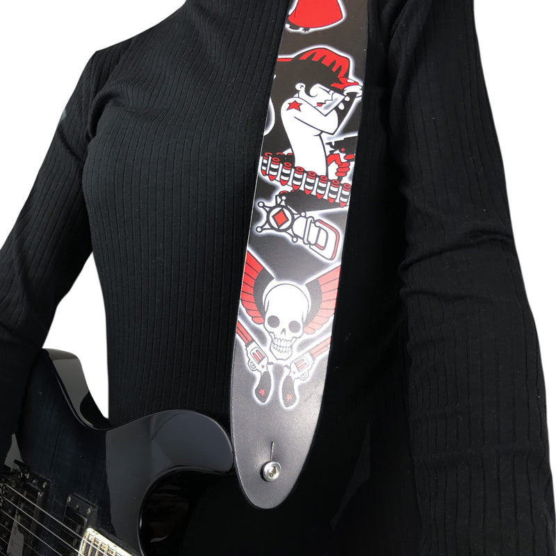 Perri's Leathers, Official David Bolt Wild West Diamonds Licenced Leather Guitar Strap, Direct to Leather Series, Anti-Slip, Adjustable from 42.5" to 56" Inch, Compatible w/All Button Lock Systems