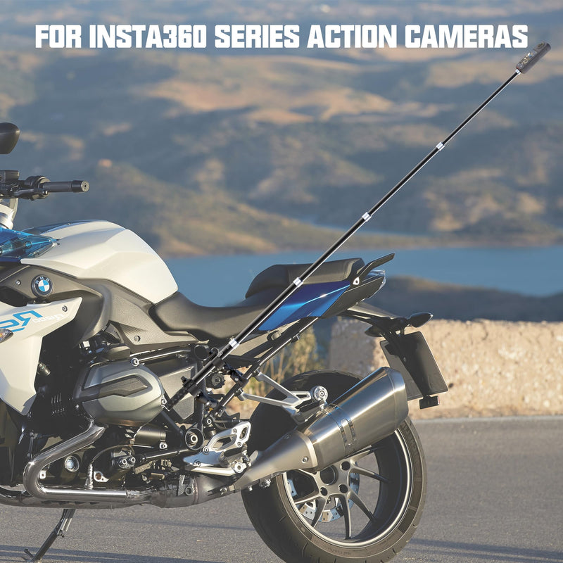 Motorcycle Bike Handlebar Double clamp Mount with 59" Invisible Selfie for insta360 X4/X3/X2/XONE/GO2/3(locking anti-fall version)