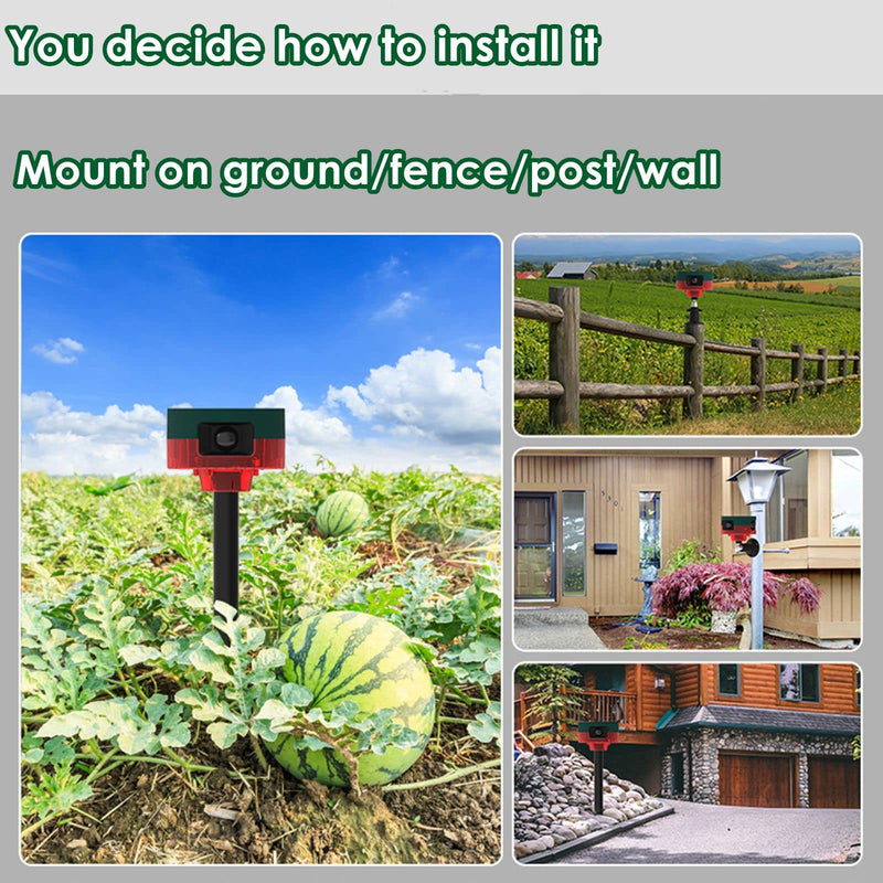 [AUSTRALIA] - HULPPRE Solar Outdoor Motion Sensor Alarm-Dog Barking&Gunshot Sound,130db Loud Noise Maker,Support Recording,13 Kinds of Sound Strobe Light with USB,Say Goodbye to The Intruders 