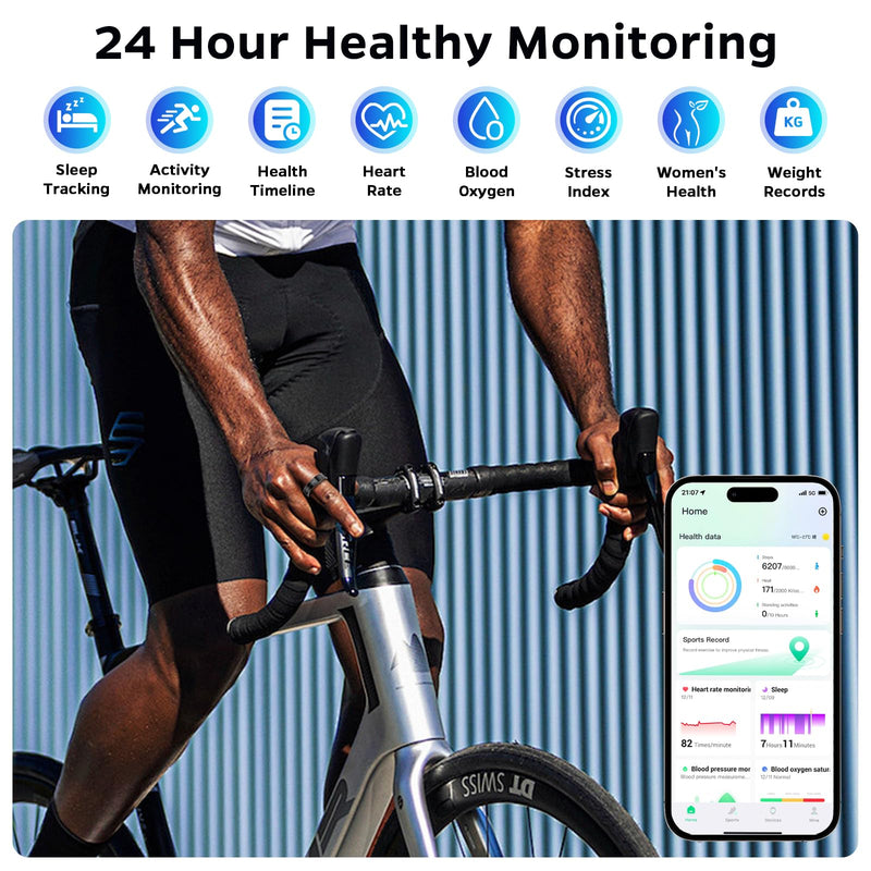 Emerhome Upgrade Smart Health Ring for Women Men,Waterproof Fitness Ring, Fitness Tracker for Activity Monitoring,Sleep Tracker, No Subscription Fee, Smart Ring for iSO & Android (Black,9#)
