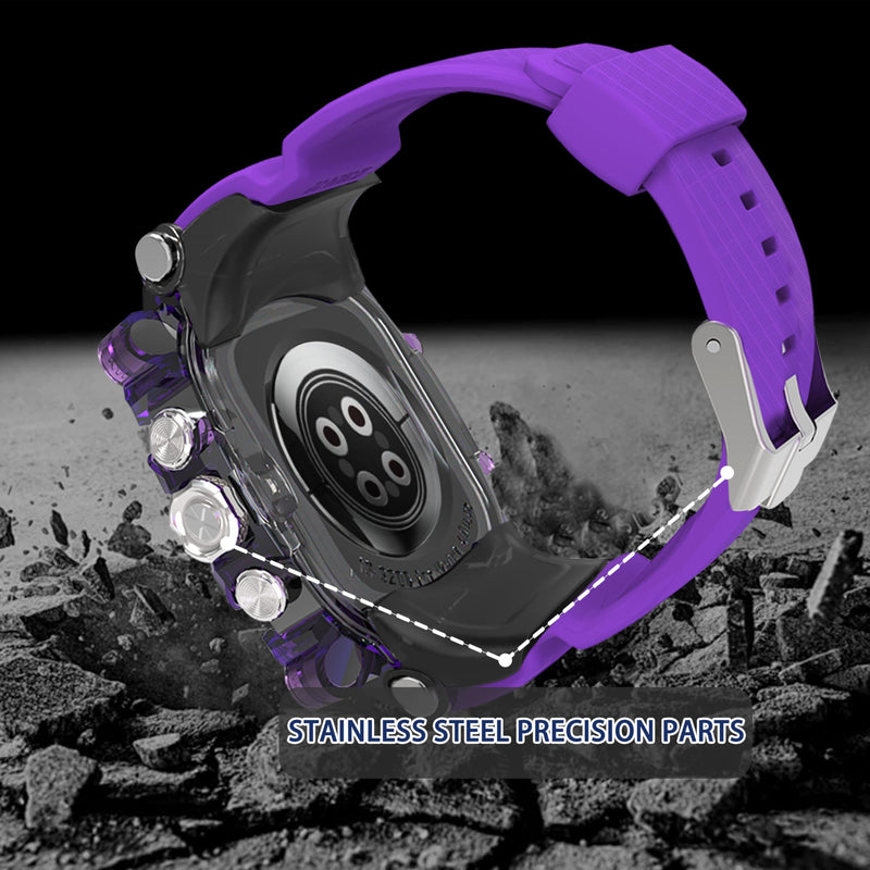 Case compatible with Apple Watch Series 10/11 46mm Bands for Men, iG3200 High End Sport Wristband with Case Screen Protector for iWatch 10/11 46mm, Stylish Gift for Husband Boyfriend (Purple)