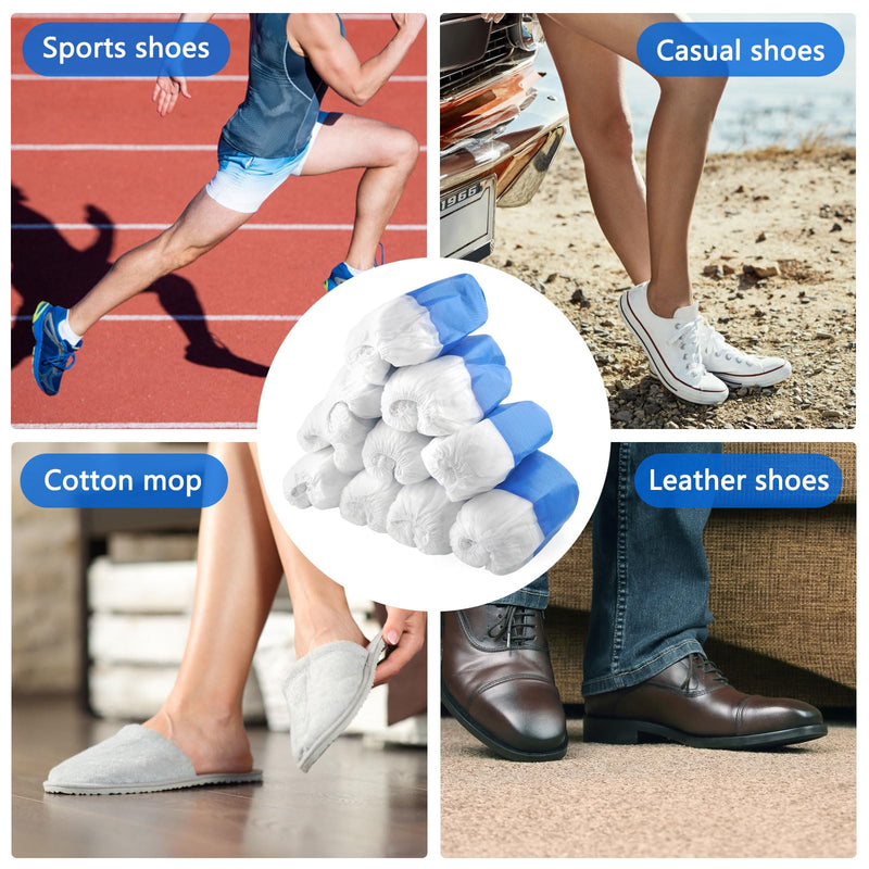 Pack of 100 Overshoes, Shoe Covers, CPE + PP Plastic Shoe Covers, Reusable Overshoes, Rain Protection, Overshoes, Shoe Covers, Waterproof, One Size, Indoor and Outdoor