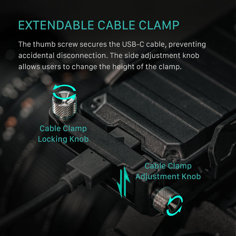Tilta Universal SSD Drive Holder V2 - Black | Compatible with Most Camera Cages via 1/4"-20 Threads | Extendable Cable Clamp | Rubber Protection | Lightweight, Durable, & Portable Version 2