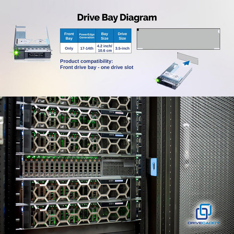 DRIVECADDY 3-Pack 3.5" LFF Caddy with 2.5" Adapter - fits Dell PowerEdge | Only for bigger 4.2" Wide Hot-Plug Bay, R360 T560 R660 R660xs R6615 R6625 R7615 R7625 R760 R760xs R760xd2, Blank Labels, Tray