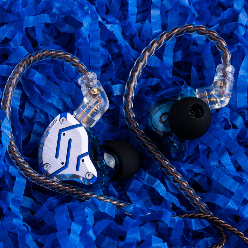 Linsoul KZ ZS10 Pro in Ear Earphones (Without Mic, Glare Blue) +Tripowin Zonie 16 Core Cable(Recessed 2pin, 3.5mm, Moss)