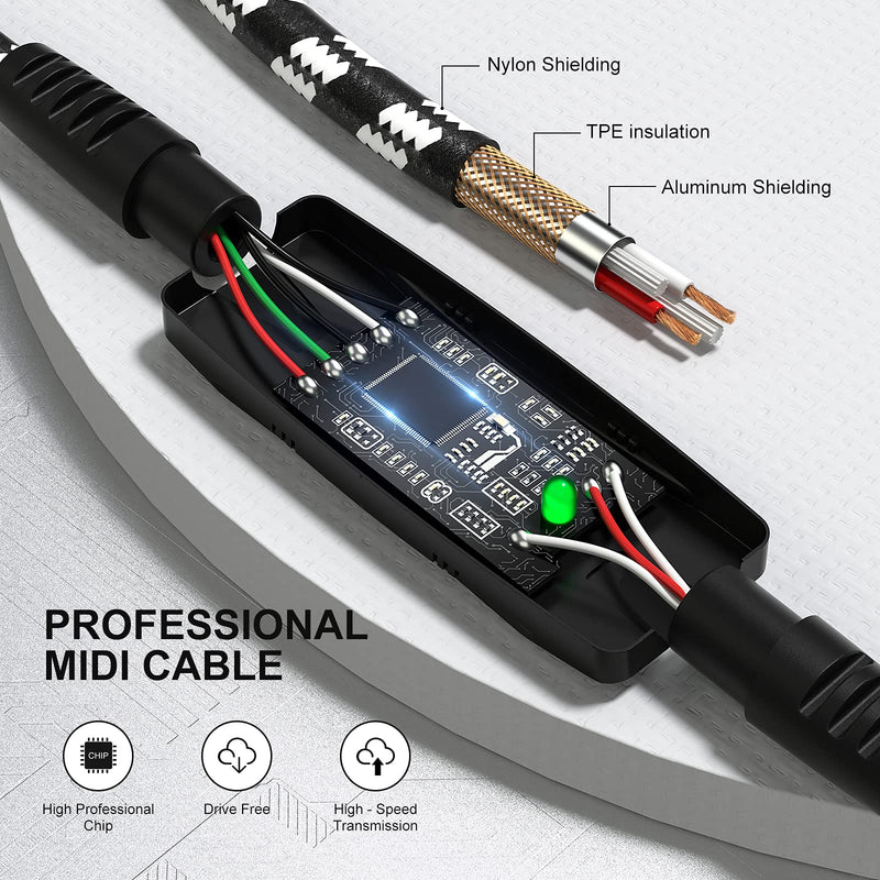 USB to MIDI Cable 6.5Ft, MIDI Interface Adapter,MIDI to USB Cable Converter for Music Keyboard Piano to PC Mac Laptop Windows Android