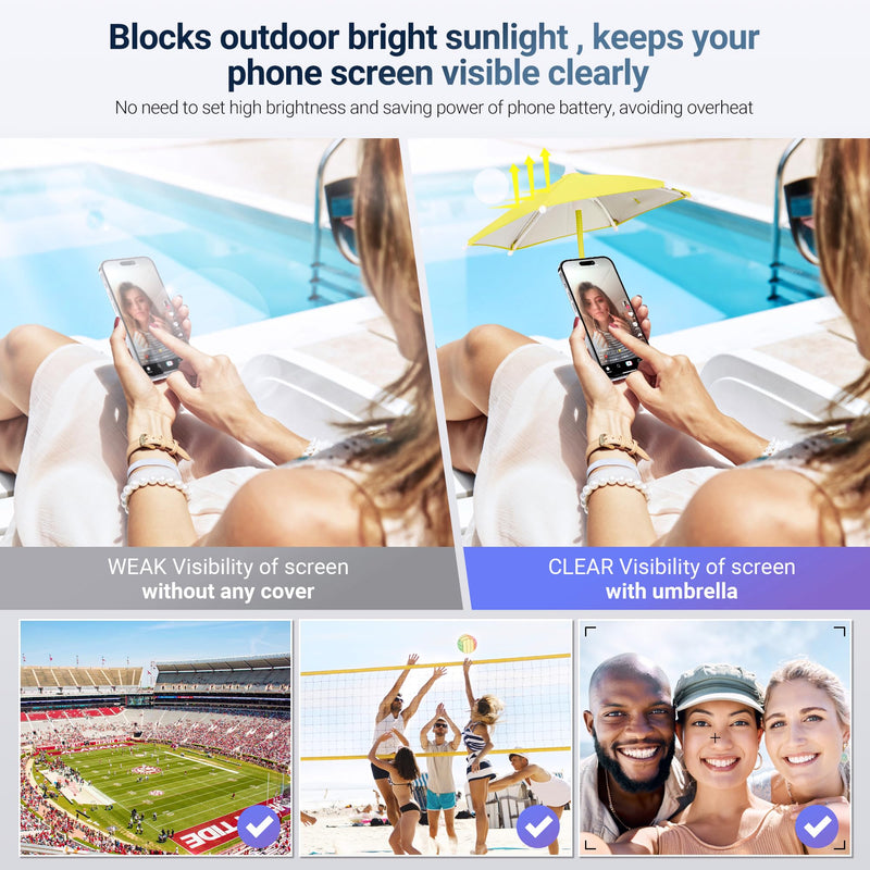 Kiorafoto Cable Card + Phone Umbrella: USB Adapter Kit with Magnetic Cell Phone Umbrella for Sun