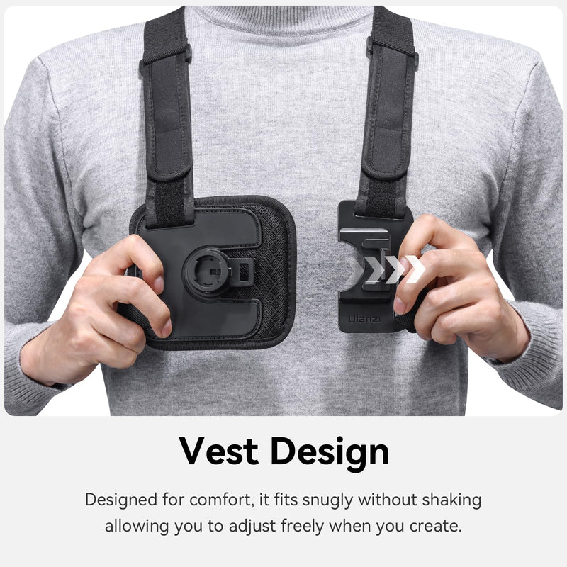 ULANZI CM028 Adjustable Chest Mount Harness w Vertical/Horizontal Switching for GoPro DJI Insta360 Action Cameras - Phone POV Chest Strap Mount Harness for iPhone Samsung Cameras Body Mount