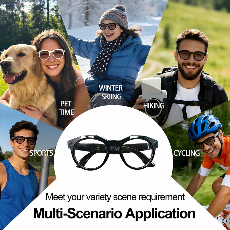 AI Smart Glasses with Camera: POV Video Recording & Bluetooth Audio | AI object recognition & translation, photochromic lenses, 290mAh battery W611B
