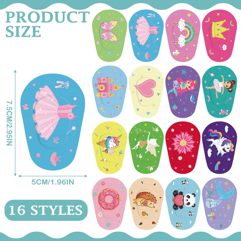Adhesive Eye Patches for Kids Girls 16 Styles Toddler Eye Patches Bulk Latex Free Eye Pad Light Blocking Fun Cute Designs Cotton Adhesive Bandages for Kids Toddler Girls Boys(48 Pcs) 48